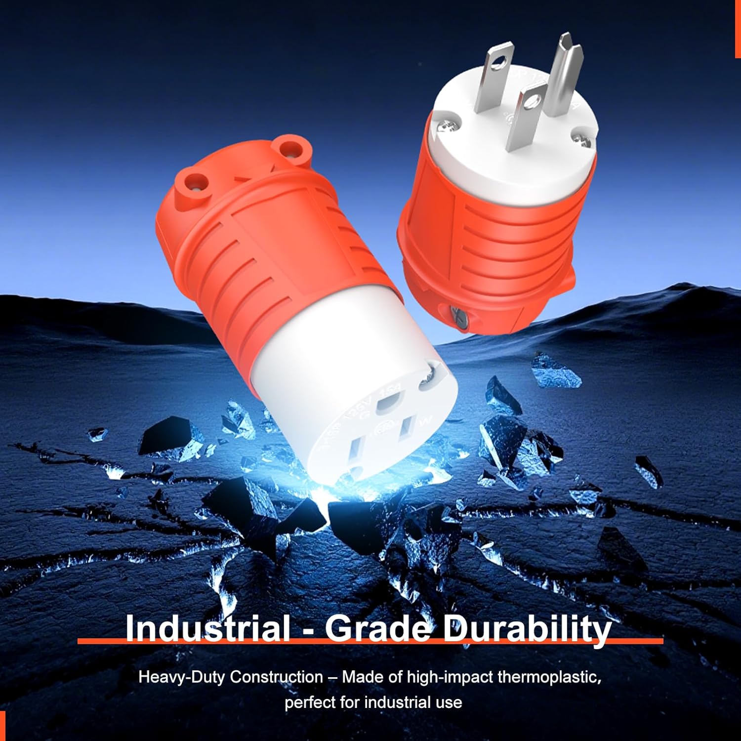 110V Femal Plug 120V Drop Cord Cap NEMA 5-15R 15A Repair Receptacle for 12AWG Male Extension Cord End Replacement ETL Listed Orange-Tinted Red 10-Pack