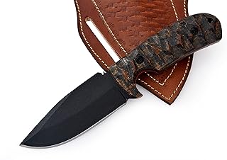 New Hunting Fixed blade knife with sheath Stainless Steel Skinner knifes with Leather Case-Camping knife Black coding Bushcraft Hunting Knives - HANDCRAFT GOODS