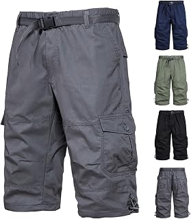 WOXIHUAN Men Cargo Shorts Combat Short Pants Mens Slim Fit Stretch Work Trousers Casual Smart Workwear with Multi-Pocket Short Trousers Elastic Waist Summer Half Pant Running Gym Pants Clearance