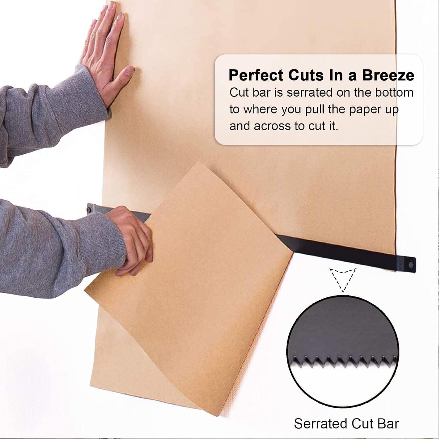 ヘビーデューティー強化 67cm/26.3インチ幅のペーパーロールディスペンサー、掲示板ペーパースクロールカッターホルダー、フィッテ