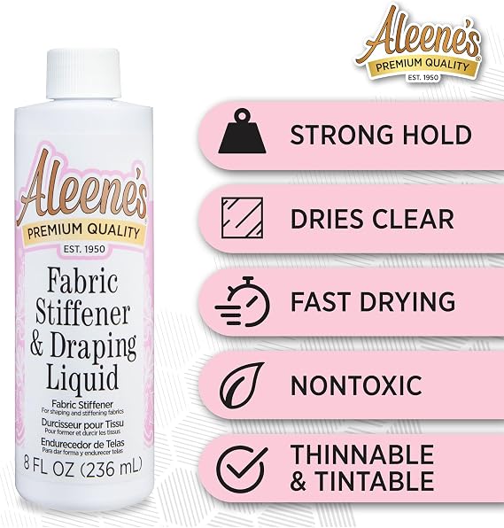 Aleene's Fabric Stiffener and Draping Liquid, Quick Drying, Nontoxic, for Stiffening and Shaping Fabrics, 8 oz