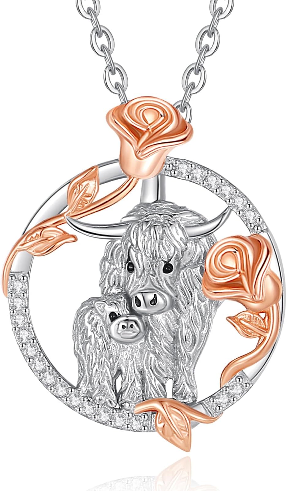AEONSLOVE925 Sterling Silver Animal Necklaces, Elephant/Sea Turtle/Highland Cow Pendant Necklaces Animals Jewelry Gifts for Women