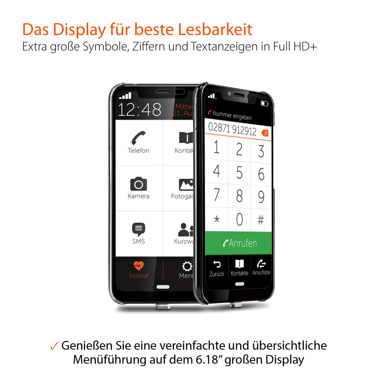 Gigaset GS195LS Smartphone für Senioren Made in Germany mit 3GB RAM ohne Vertrag – mit individuellem Startbildschirm, Notruffunktion, extra großer Ziffern- und Textanzeige, Titanium Grey