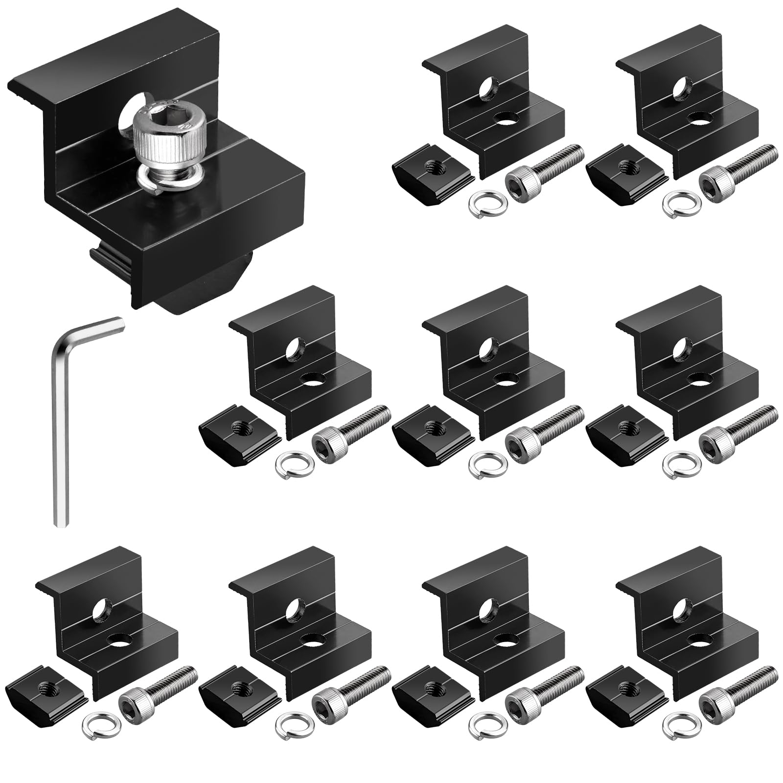 Support de module solaire noir en aluminium Anbte avec 10 pinces de fixation 30 et 35mm