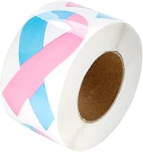 500 Pink & Blue Ribbon Stickers for Birth Defects Awareness, SIDS Awareness, Male Breast Cancer, Infant Loss, Fundraising & Gift Giving -