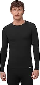 Manga comprida de lã merino para homens, top térmico, roupa íntima de camada de base de lã merino, com ou sem zíper, Preto, M