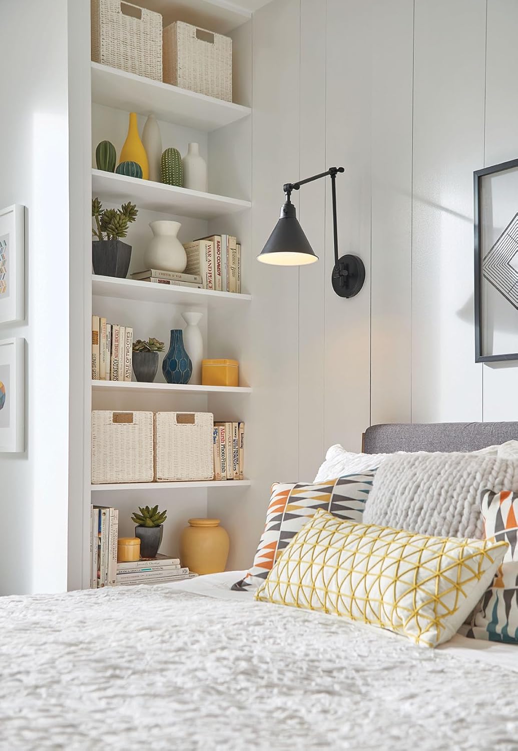 Hinkley Arti Wall Sconce, 20.5-inch Swing Arm Adjustable Wall Mounted Light with 8FT Plug in Cord, On/Off Switch, Black Finish