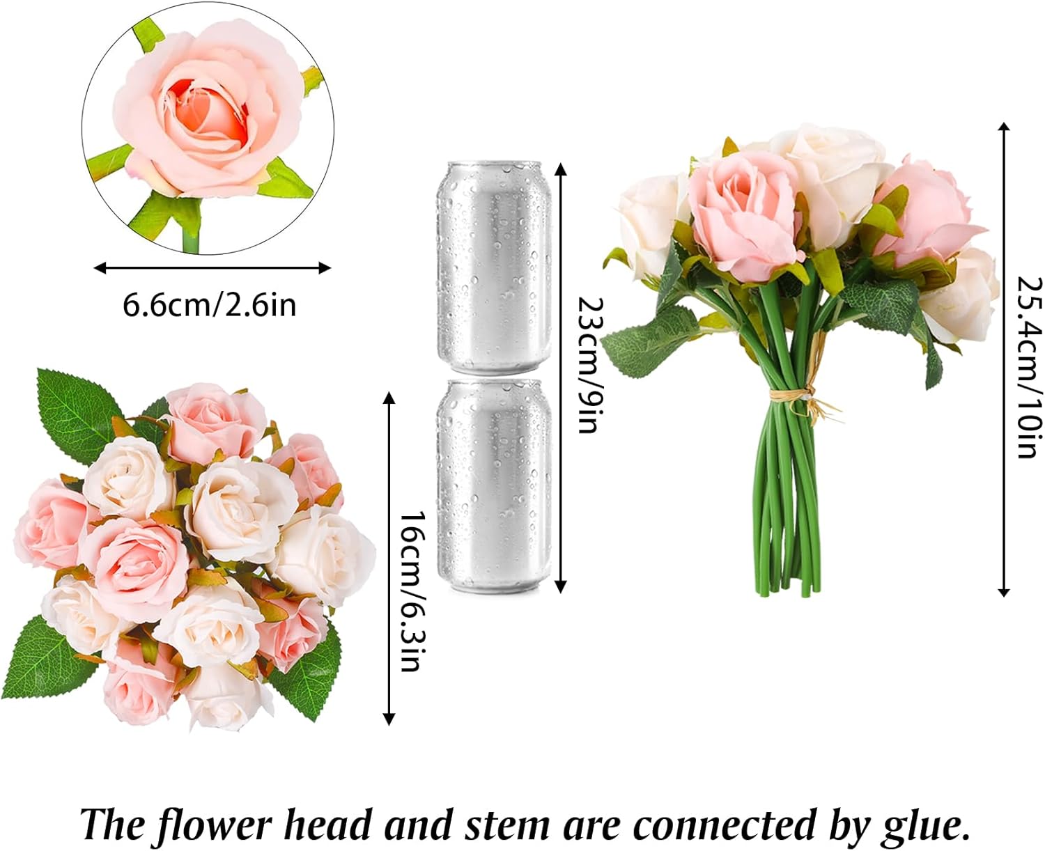 CEWOR 24 Heads Artificial Rose Flowers Bouquet Silk Flower Roses with Stems for Mothers Day Home Decor Bridal Wedding Party Festival Decor (2 Packs Champagne and Pink) : Home & Kitchen