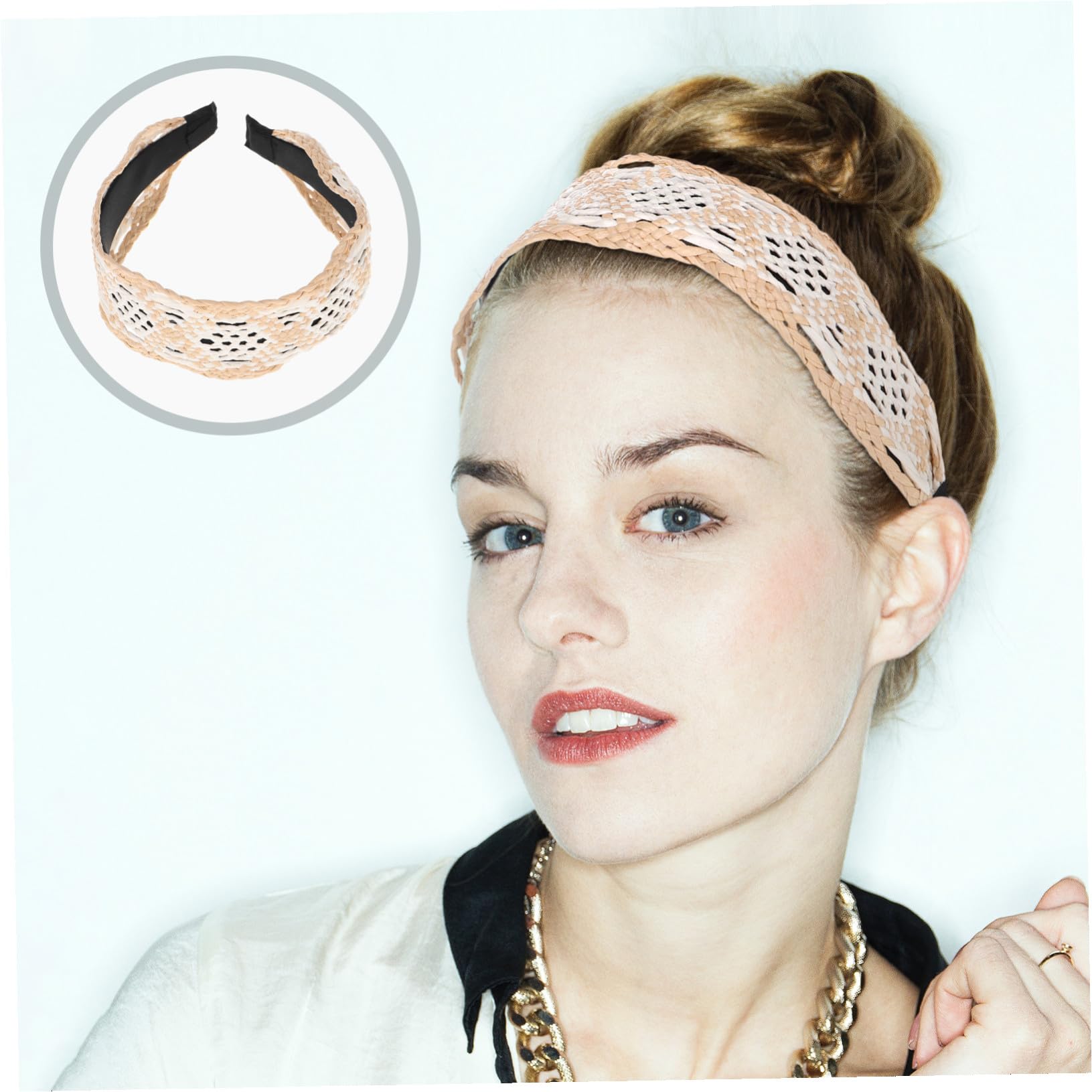 Anneome Bandeaux Raphia Tressé Accessoire de Coiffure Élégant pour Femme Bandeau Bohème pour Cheveux