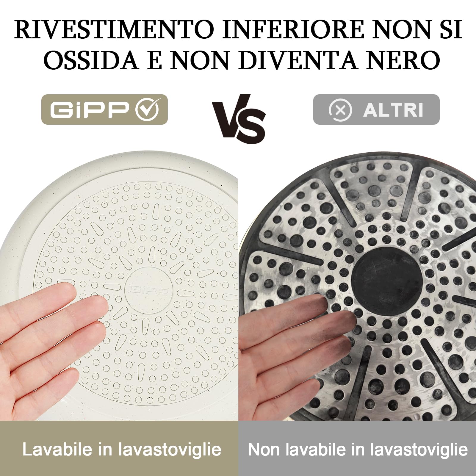 GiPP Set di Pentole e Padelle Ceramiche Antiaderenti 11 Pezzi con Manico Amovibile - Cucina Sana per Camper, Senza Tossine, Compatibile Induzione/Forno/Lavastoviglie (Bianco, 11Pezzi)