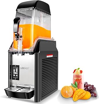 LEEVOT Commercial Slushie Machine, 12L Stainless Steel Single Tank Frozen Drink Machine, 50 Cups High Capacity Slushy Maker, 550W Margarita Machine for Restaurants, Bars, Parties & Smoothies
