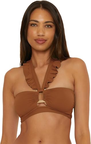 Soluna Swim Buckle Up - Women's Shirred Bandeau Bikini Top, Adjustable, Tie Back