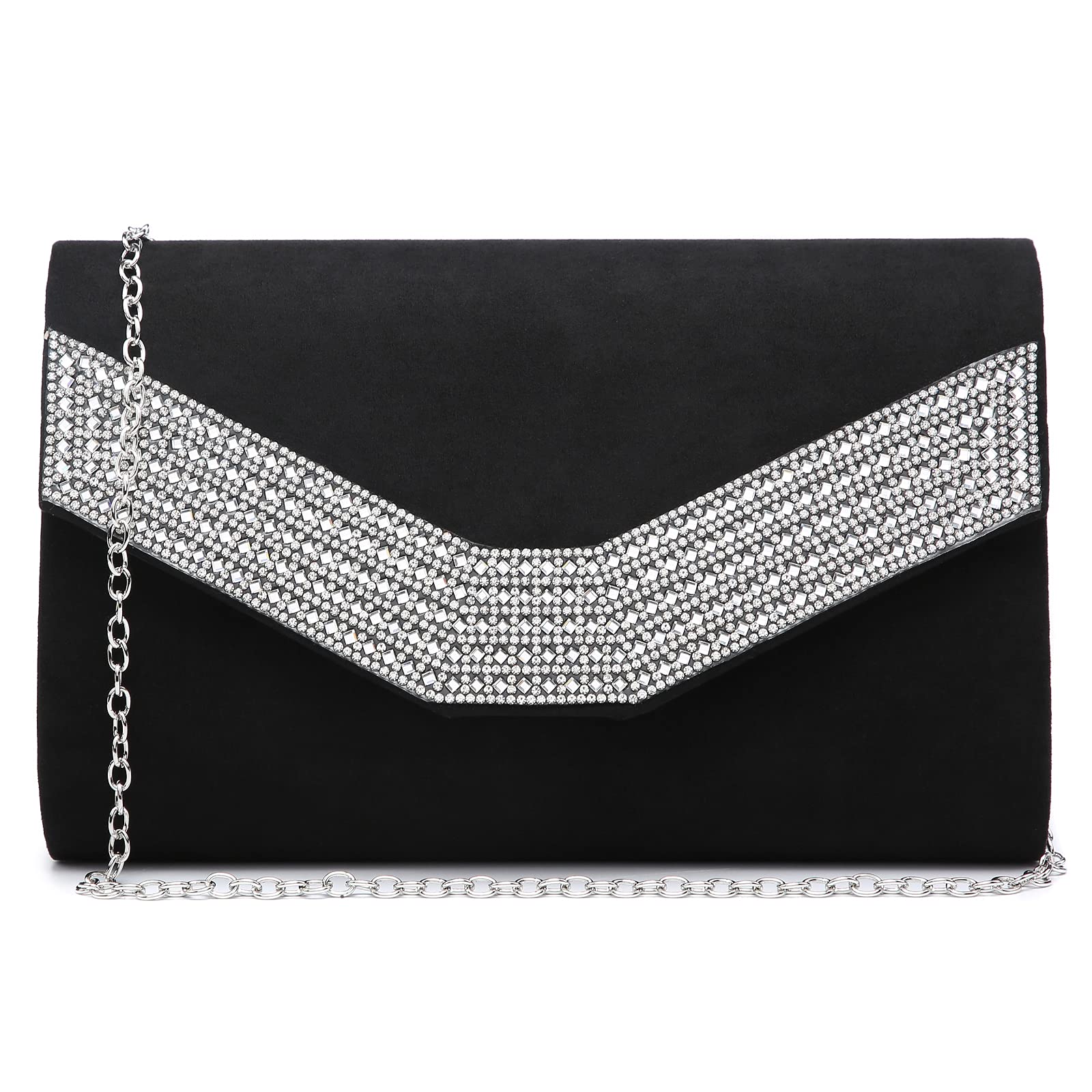 DaseinWomen's Evening Bags Formal Party Clutches Wedding Purses Cocktail Prom Handbags (Rhinestone Black)