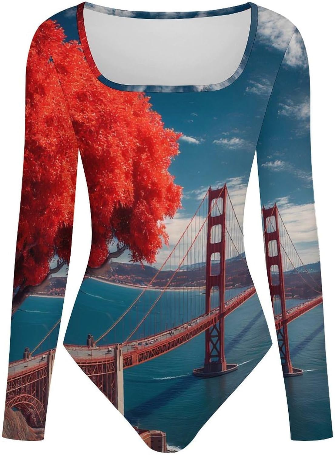 San Francisco Gold Gate Bridge Women's Bodysuits Long Sleeve Top 5XL
