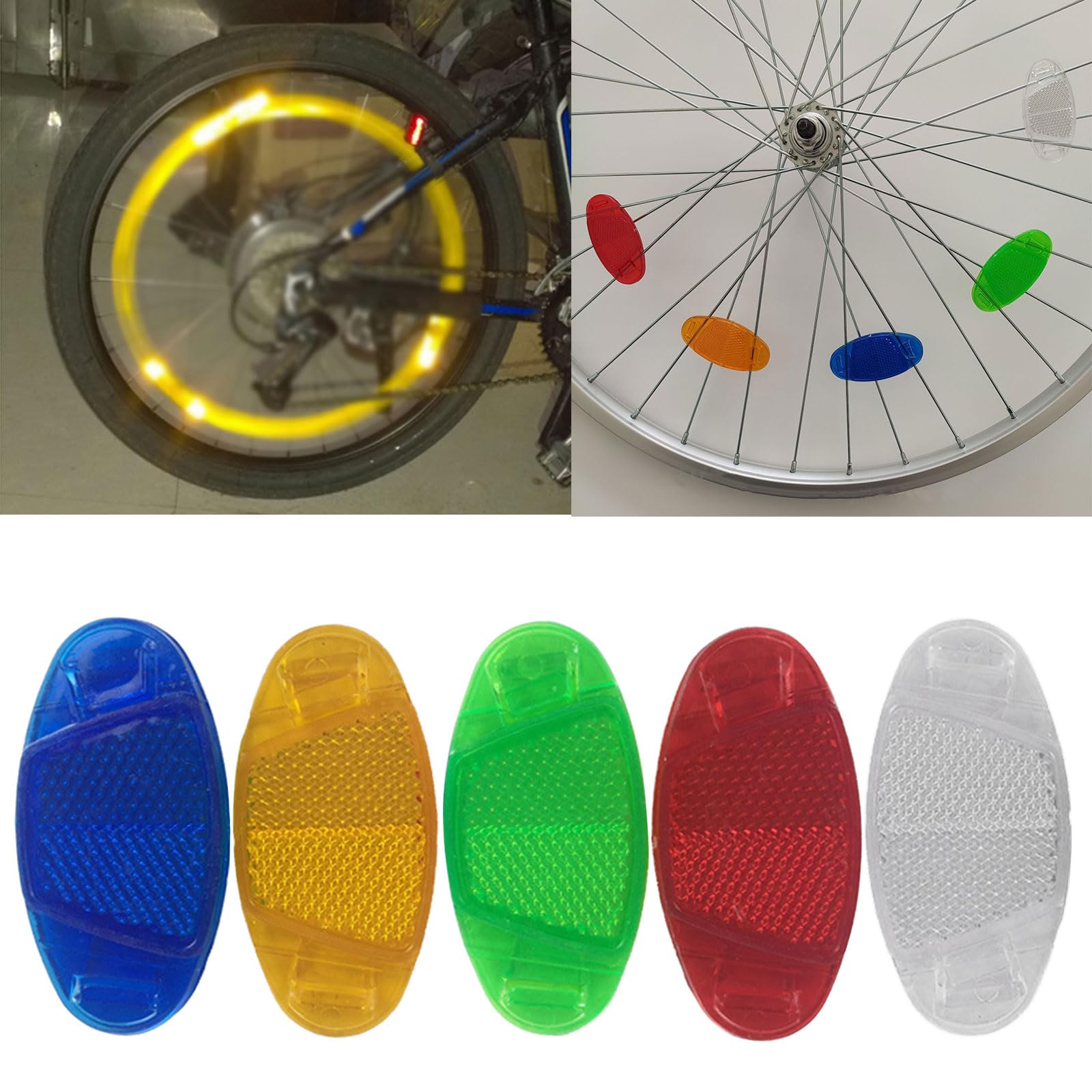 Fangehong Lot De 8 Réflecteurs Rayons Vélo – Catadioptres Roue Jaune/Blanc – Sécurité Vélo Nuit – VTT Ville