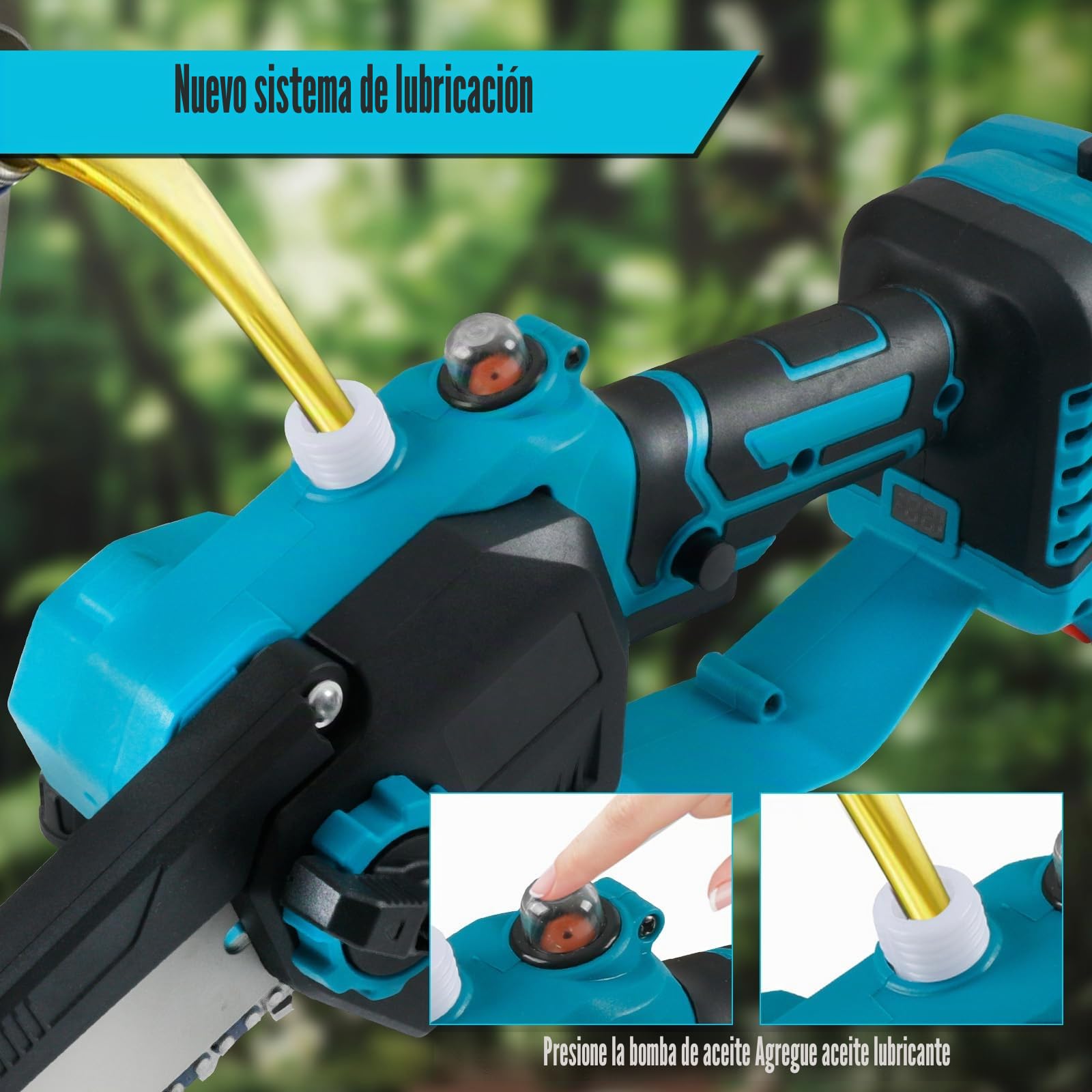 Motosierra con batería compatibles con Makita 18 V, 2 en 1, minisierra de cadena sin escobillas de 8 pulgadas, con barra de extensión de 2 m, extensible hasta 4,5 m para corte de árboles, cuidado del