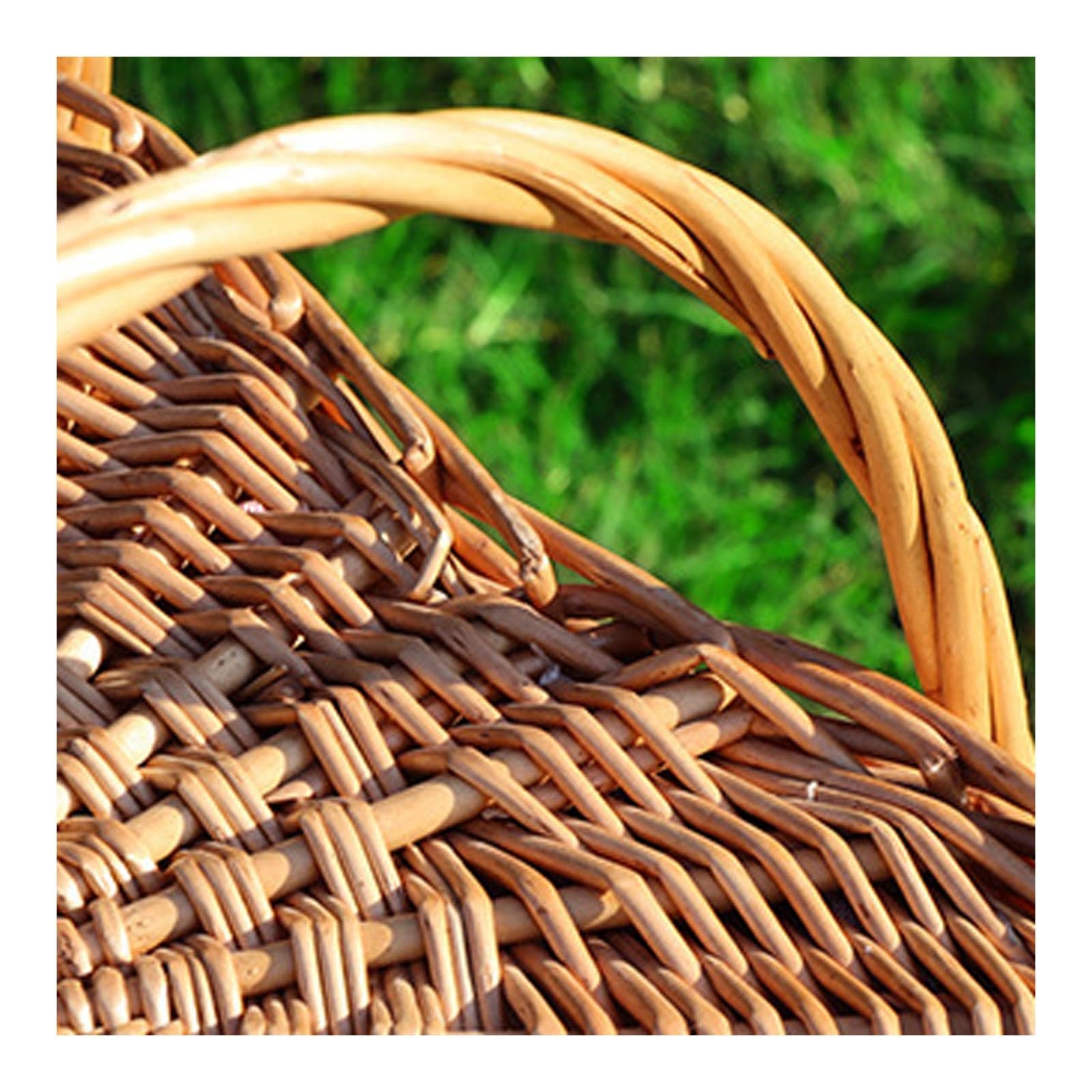 Panier de pique-nique en rotin tissé à la main, panier polyvalent en osier avec poignées, paniers de récolte for le rangement, panier de rangement en rotin tressé for le camping
