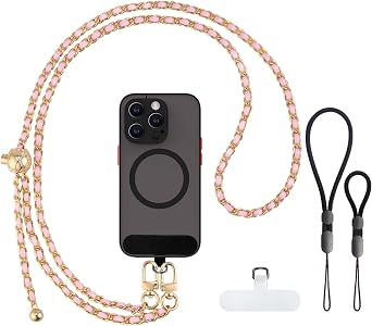 Phone Crossbody Chain, Universal Crossbody Patch Phone Lanyards, AdjustableMultifuctional Compatible with Most Smartphones, Phone lanyard, Anti theftadjustable-pink