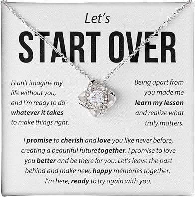Start Over Necklaces, To My Soulmate Necklace For Women, Gift For Girlfriend, Personalized Birthday Gift For Her Anniversary Valentine, To My Wife Necklace From Husband
