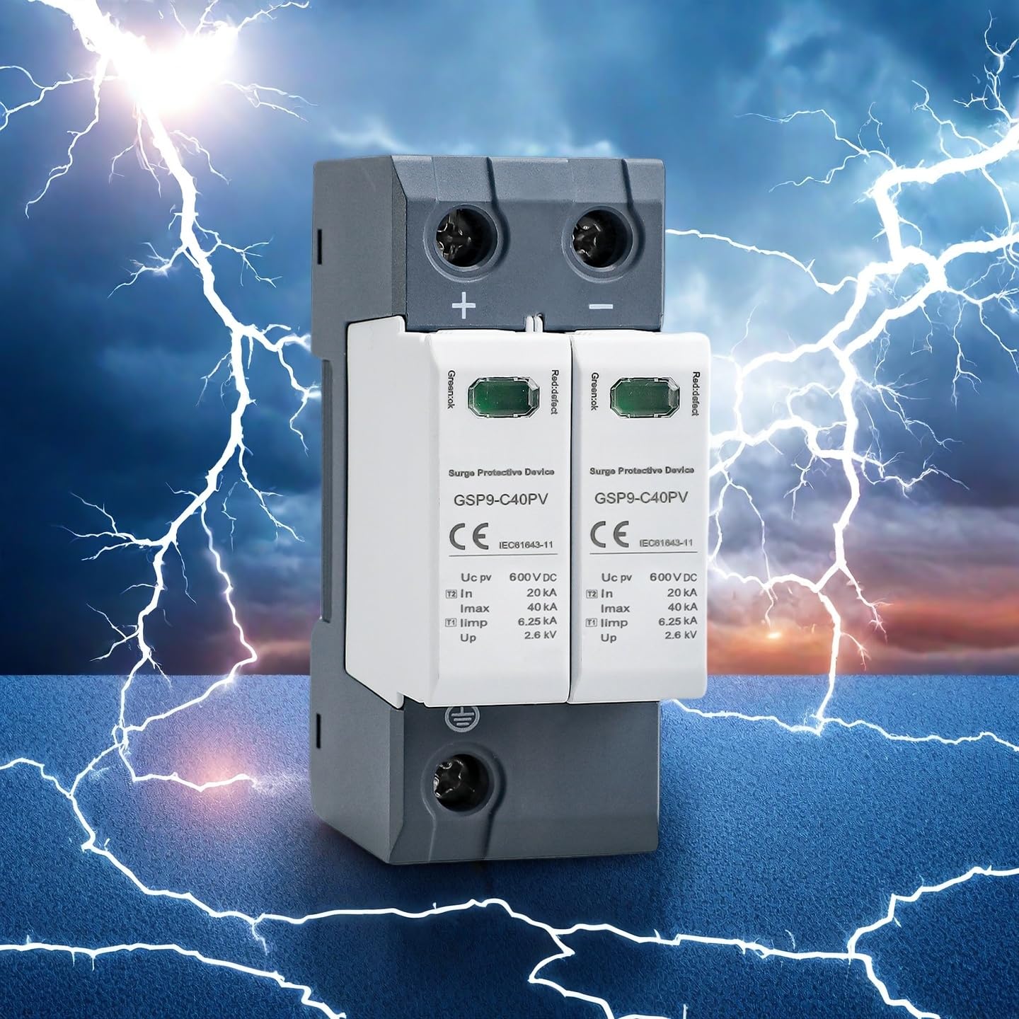 Scaricatore di Sovratensione GSP9-C40 2P 40kA 600VDC per Fotovoltaici e Bassa Tensione