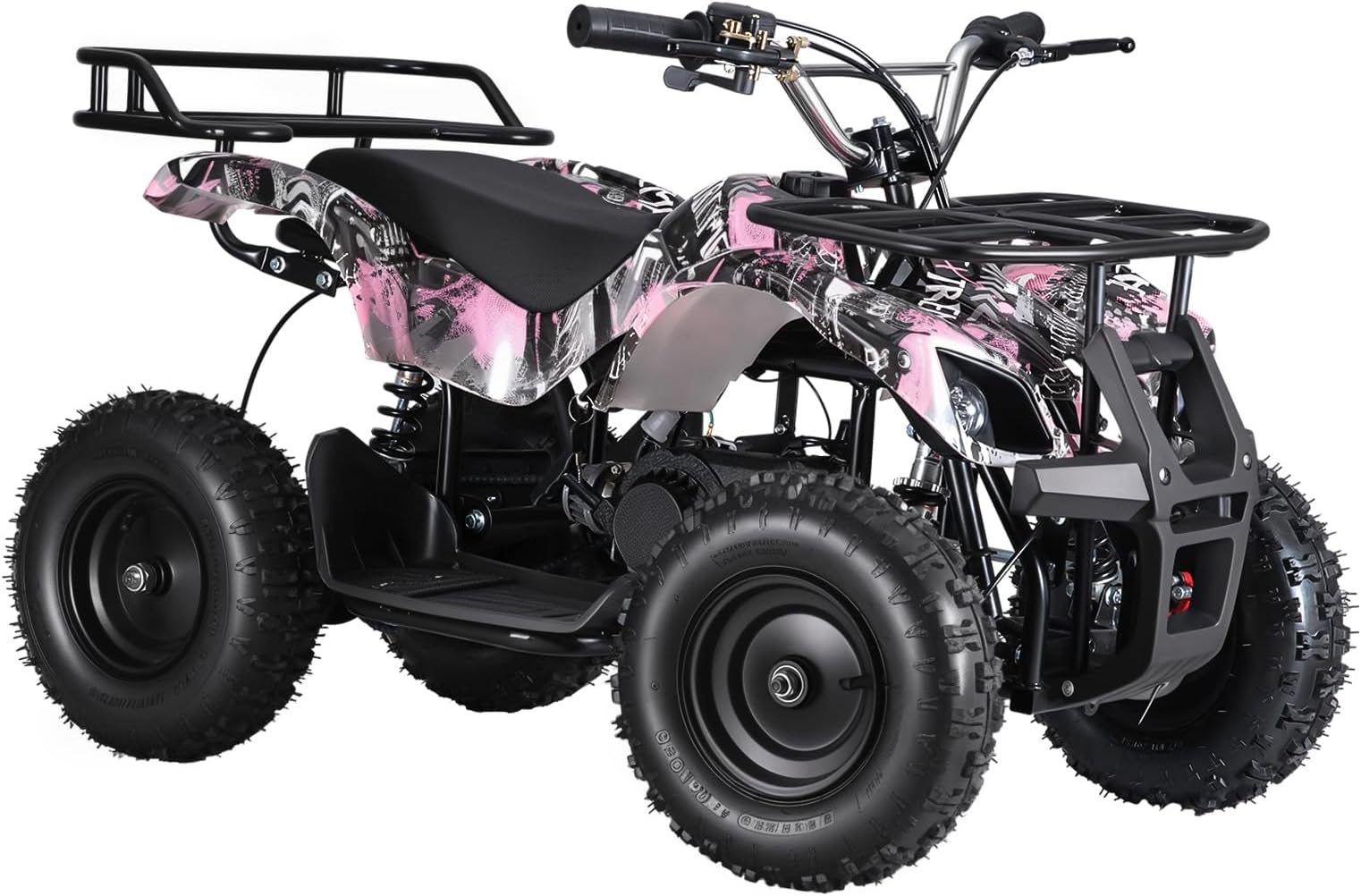 cadciehe 50CC Gas ATV 4 Wheeler, 2-Stroke ATV Quad Kids Ride On Car, Dual Disc Brake, 265LBS Weight Capacity, 31/MPH Maximum Speed Pink