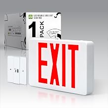 ASD LED Exit Sign with Battery Backup - UL 120/277V Double Face Emergency Exit Light for Business, Office Commercial Hardwired Damp Location Power Outage Lights, Red