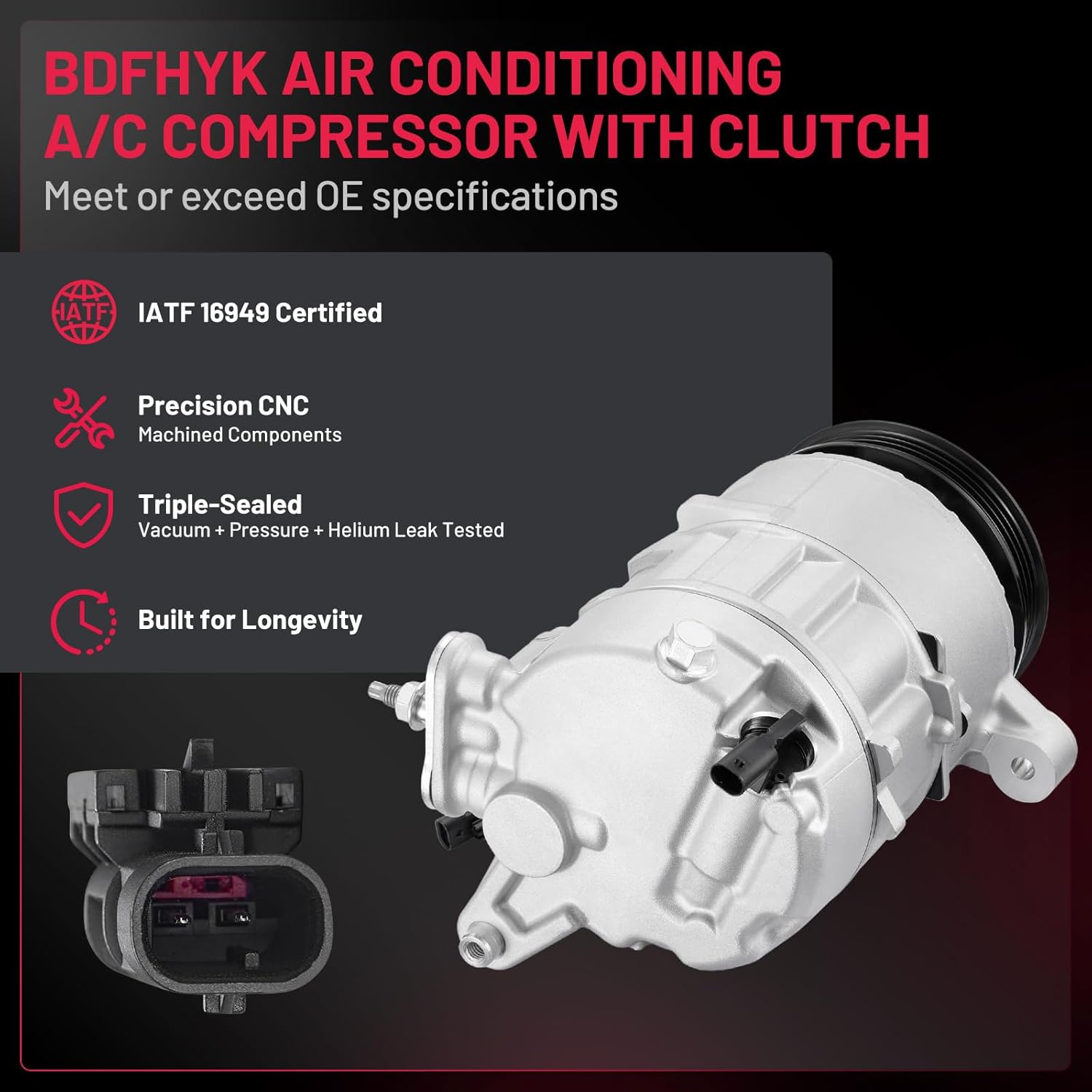 BDFHYK 84417409 Air Conditioning A/C Compressor with Clutch Compatible with Cadillac Escalade Escalade ESV, Compatible with Chevrolet Silverado 1500 2500 3500 Suburban Tahoe Cheyenne