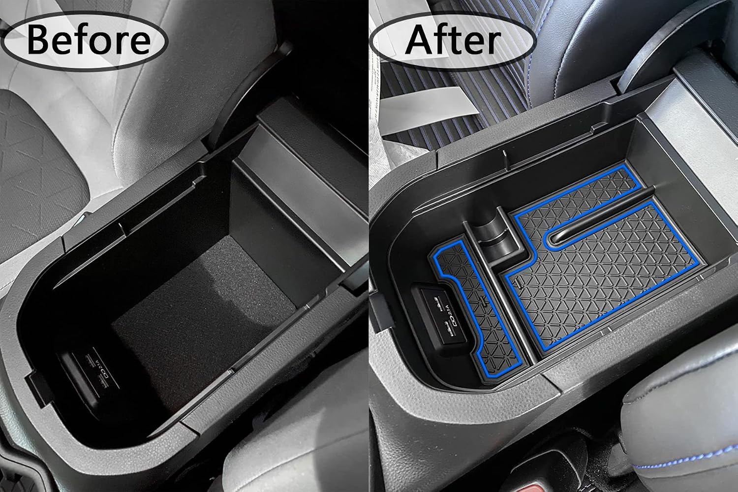 Blue Trim Center Console and Glove Box Organizer Compatible with RAV4 2019 2020 2021 2022 2023 2024 Insert Tray Accessories, Armrest Secondary Storage