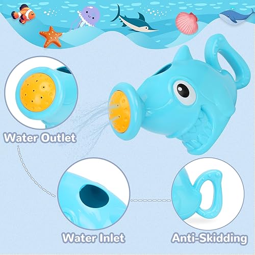 Miniatura 3 de Juguetes de baño para bebés de 1 a 3 años  Juguetes de bañera sin moho para niños de 4 a 8 años  Juguetes de bañera con 1 ducha de tiburón  5 botes