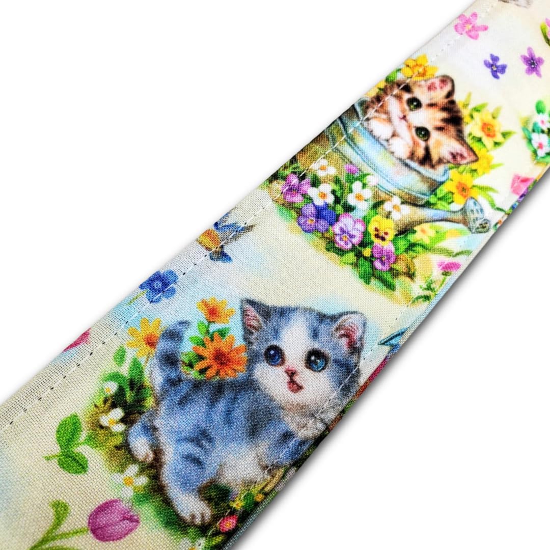Butterfly Kitten Guitar Strap -Kitty Cat Guitar Strap, Genuine Leather Ends, Includes 2 Strap Locks & 1 Pick. Adjustable Strap, For Bass, Electric & Acoustic Guitars