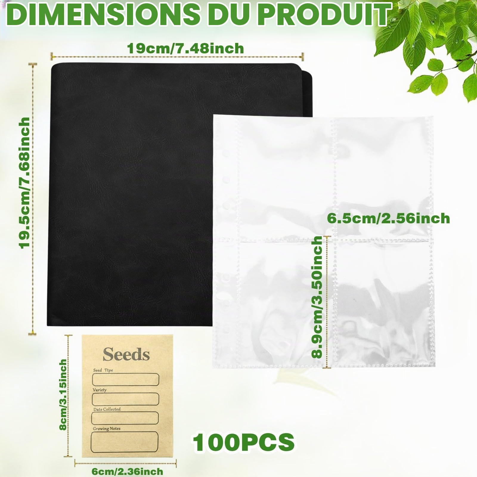 100Pcs Enveloppes stockage semences, enveloppes refermables et obturantes, boîtes stockage semences, enveloppes stockage semences jardin, classeur d'organisation, modèle collecte semences