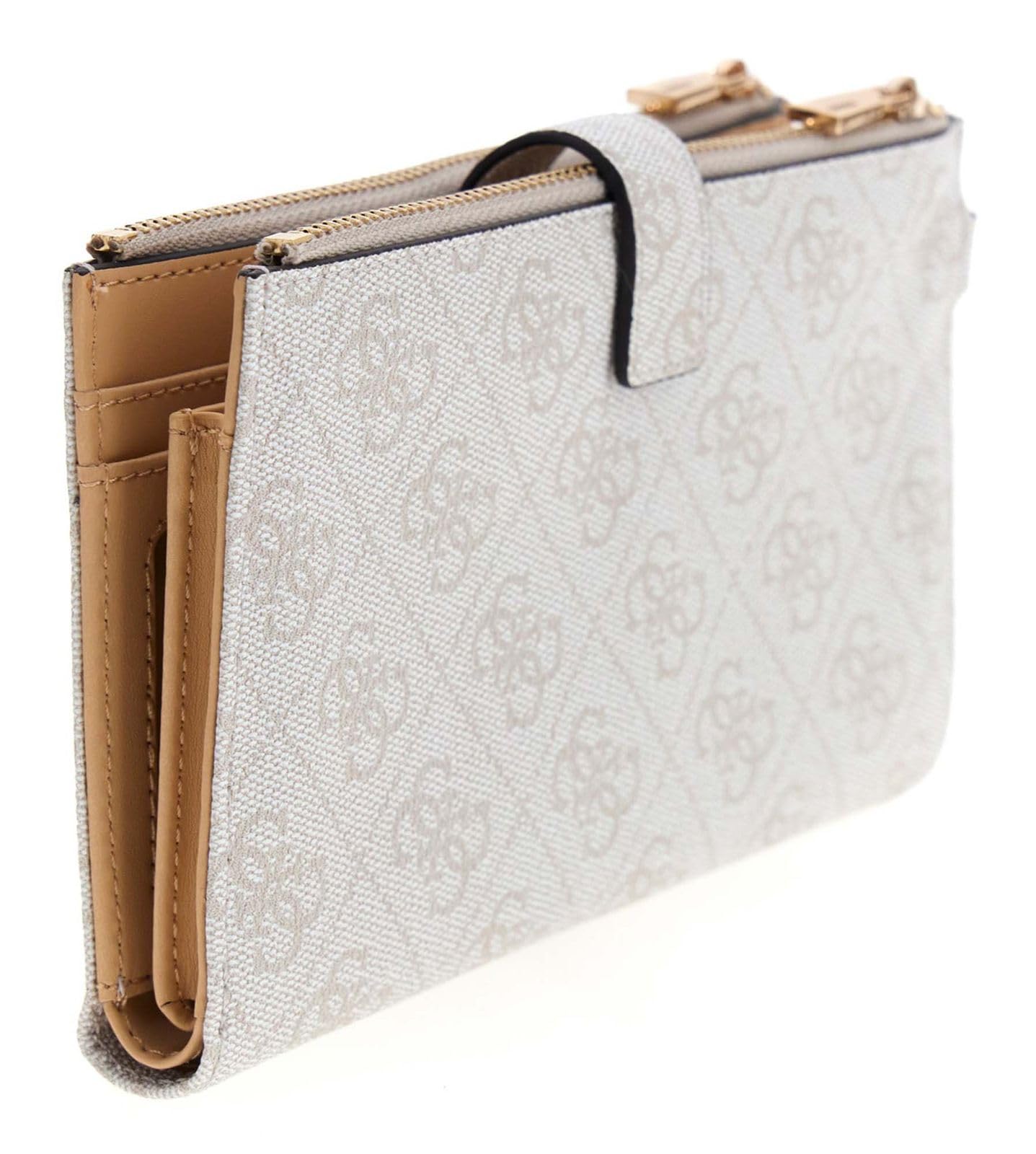 GUESS portafoglio Laurel II SLG Double Zip Organizer Bone Logo avorio
