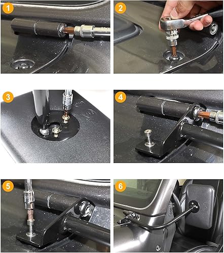 Miniatura 5 de Hoolcar Espejo retrovisor con bisagra de capó, espejo retrovisor antivibraciones, espejo sin puerta compatible con Jeep Wrangler JL JLU y Gladiator