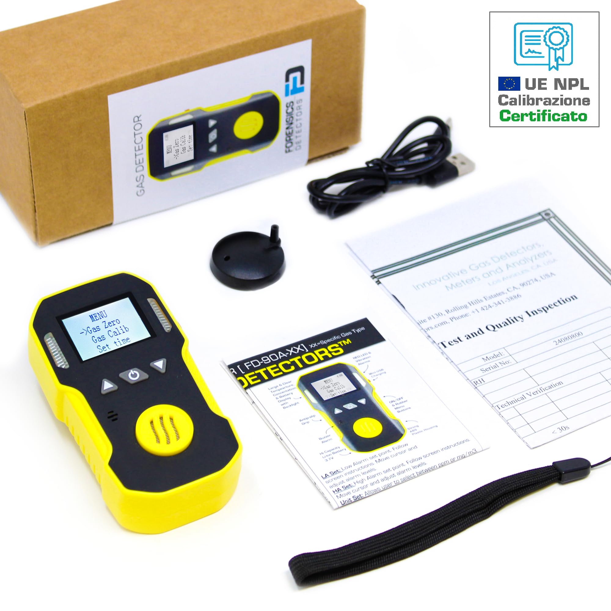 Rilevatore di Ozono Gassoso di Forensics | Certificato di Calibrazione EU | Ampio Intervallo di Misurazione 0-100 ppm O3 | Ricarica Tramite USB | Allarmi Regolabili |