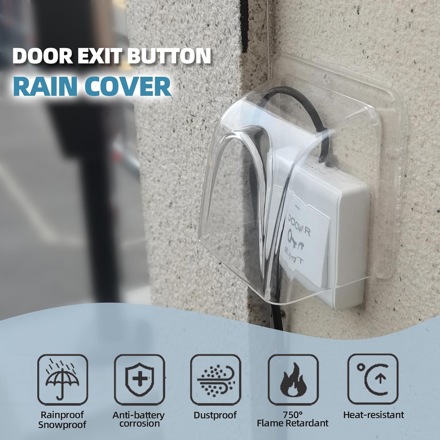Push to Exit Button Switch Rain Cover,Transparent Door Keypad Cover Weatherproof for Automatic Gate Openers Door Access Control Keypad