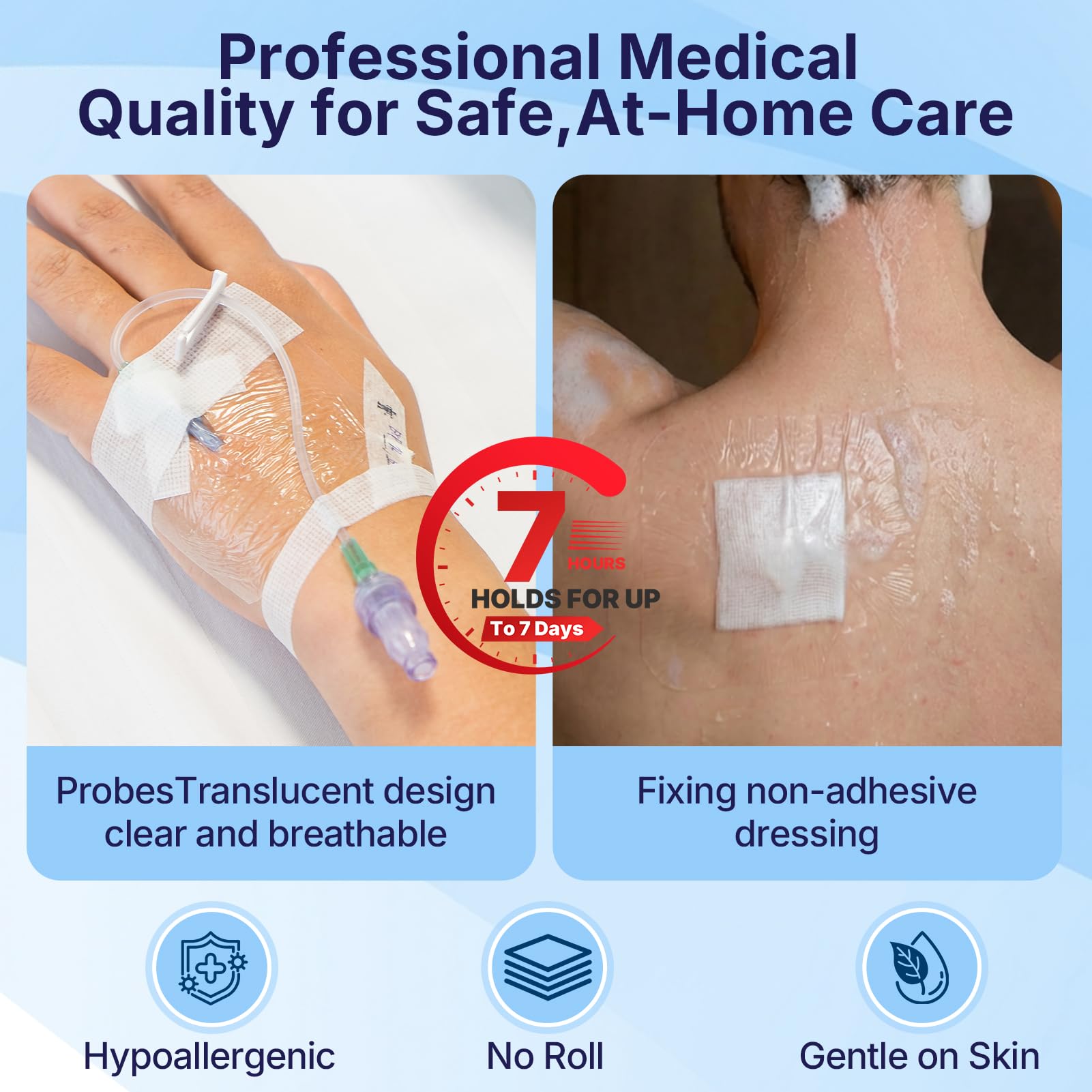 ClearShield - Apósito de película transparente de 4 x 4.75 pulgadas, paquete de 50, vendajes impermeables, transpirables, hipoalergénicos, parche adhesivo para ducha posquirúrgica, escudo intravenoso