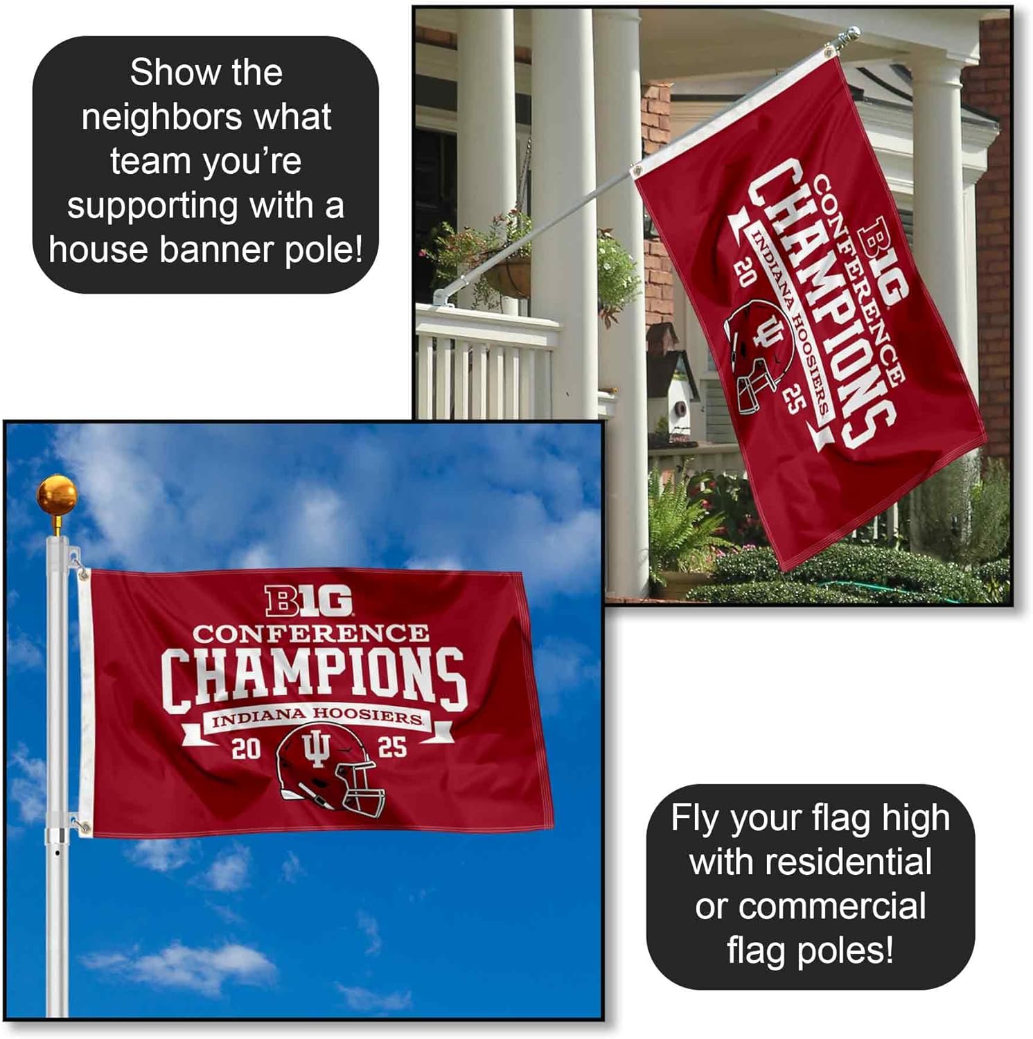 Indiana Hoosiers 2025 Big 10 Champions 3x5 Grommet Flag