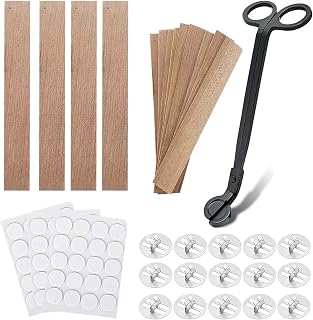 Harnico Wooden Candle Wicks & Wick Trimmer+ 24 Pcs 2.5 OZ Candle Tins