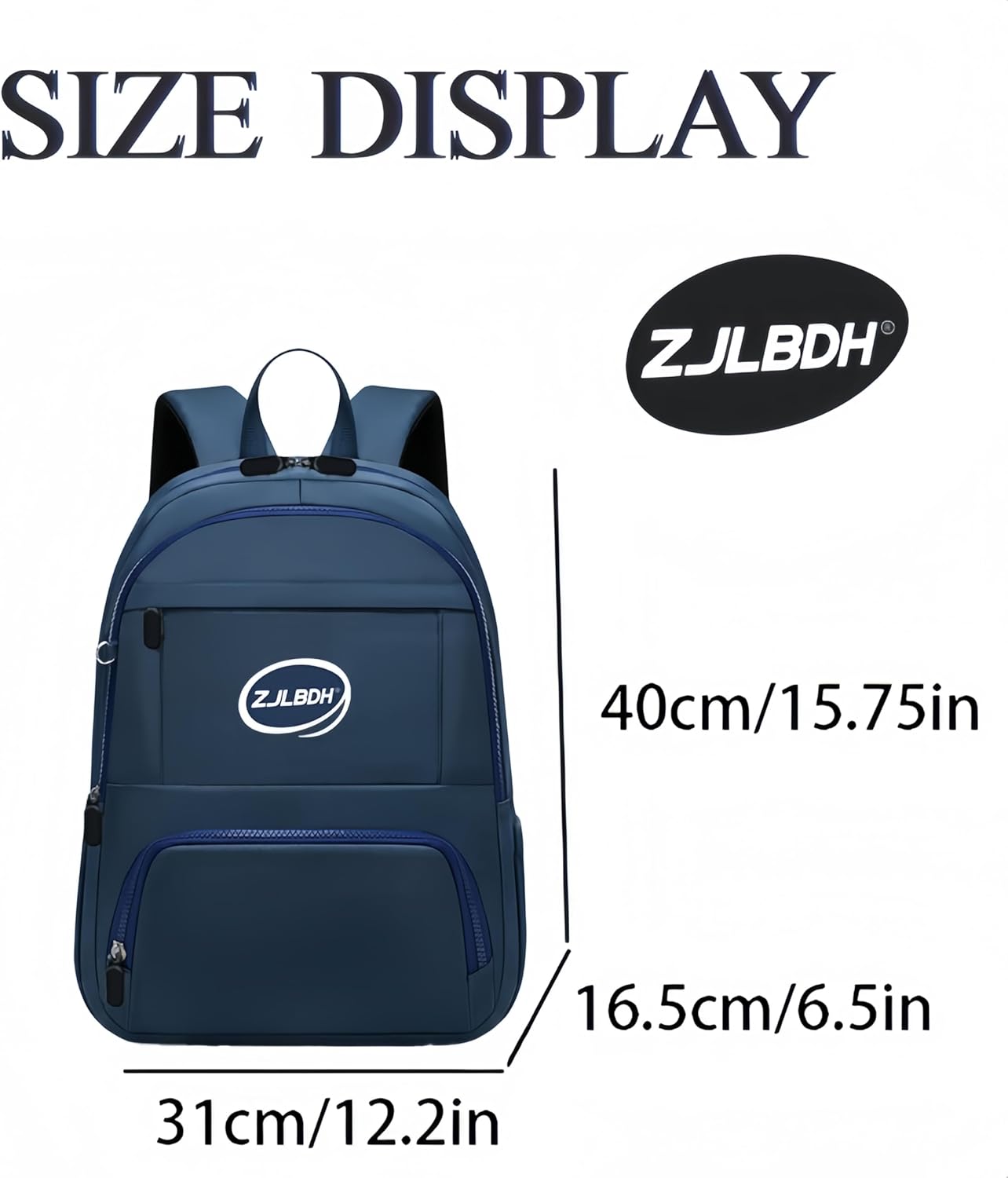 25L Classic Backpack, Polyester, Water Resistant, Multiple Front Zippered Pockets, Padded Back, Adjustable Straps (Blue)