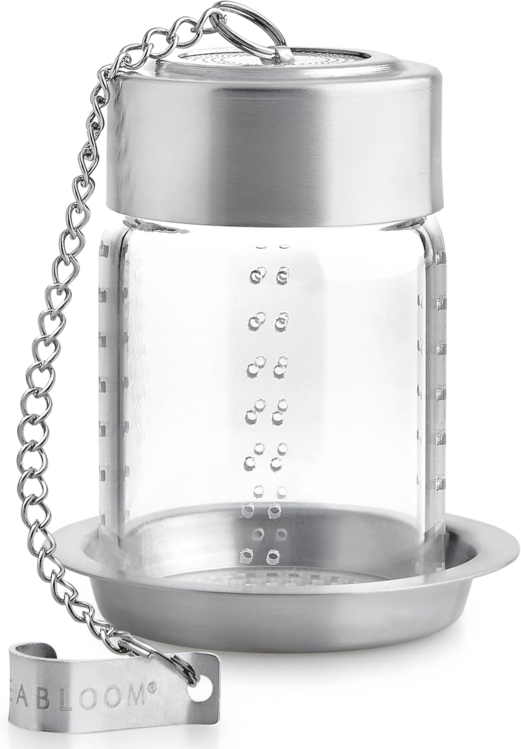 Teabloom Elegant Glass Tea Infuser – Patent-Pending, Lead-Free & Non-Toxic, Designed for Whole Loose-Leaf White, Green, Oolong, Black & Herbal Teas – Small or Large