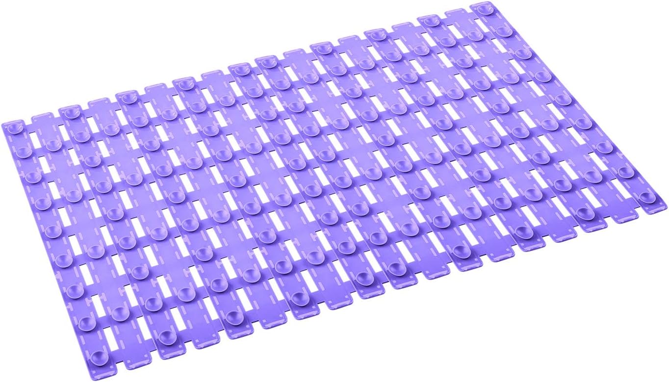 Non Slip Bath Shower Floor Mat with Drain Hole- Anti Slip Bathroom Stall Mat- Purple