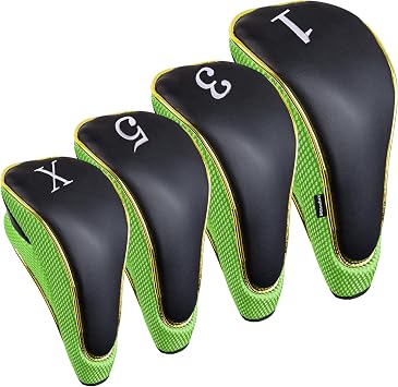 Andux 4Pcs/Set Gold Golf 460cc Driver Fairway Wood Club Head Covers Hook & Loop MGMT27