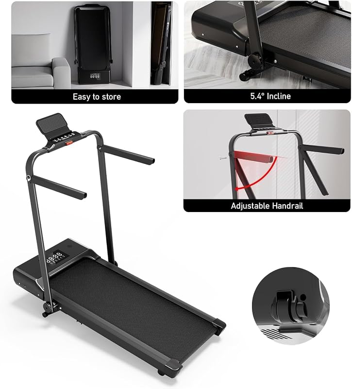 DeerRun Foldable Walking Pad Treadmill for Home & Office, Under Desk Walking Pad Treadmill with 9% Manual Incline and Handlebar, 0.6–7.5 MPH, 300 lb Capacity, App & Remote Control image 7