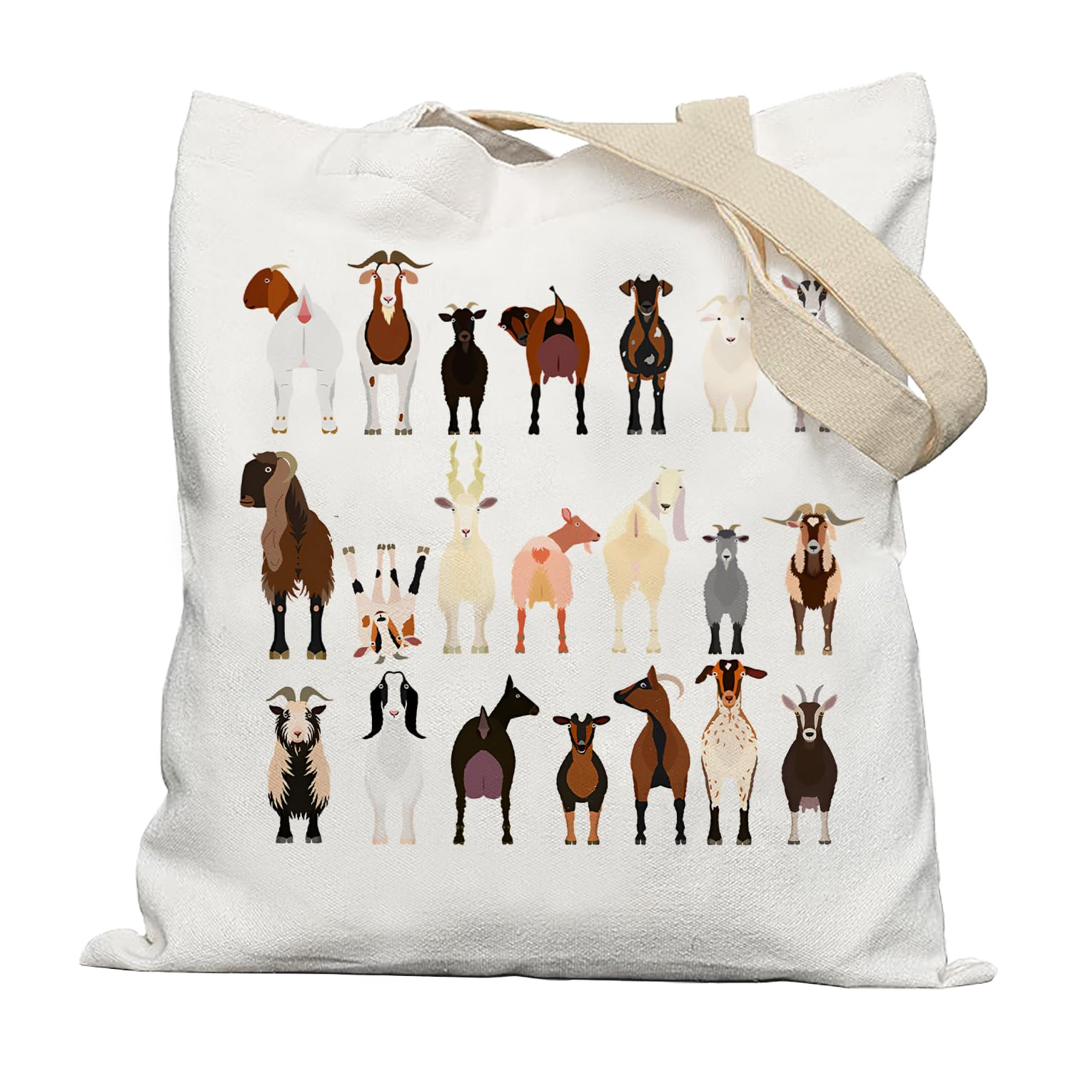 Lacosu Goat Tote Bags - Canvas Tote Bags for Women, Funny Goat Gifts, Animal Lovers Gifts, Reusable Grocery Bags