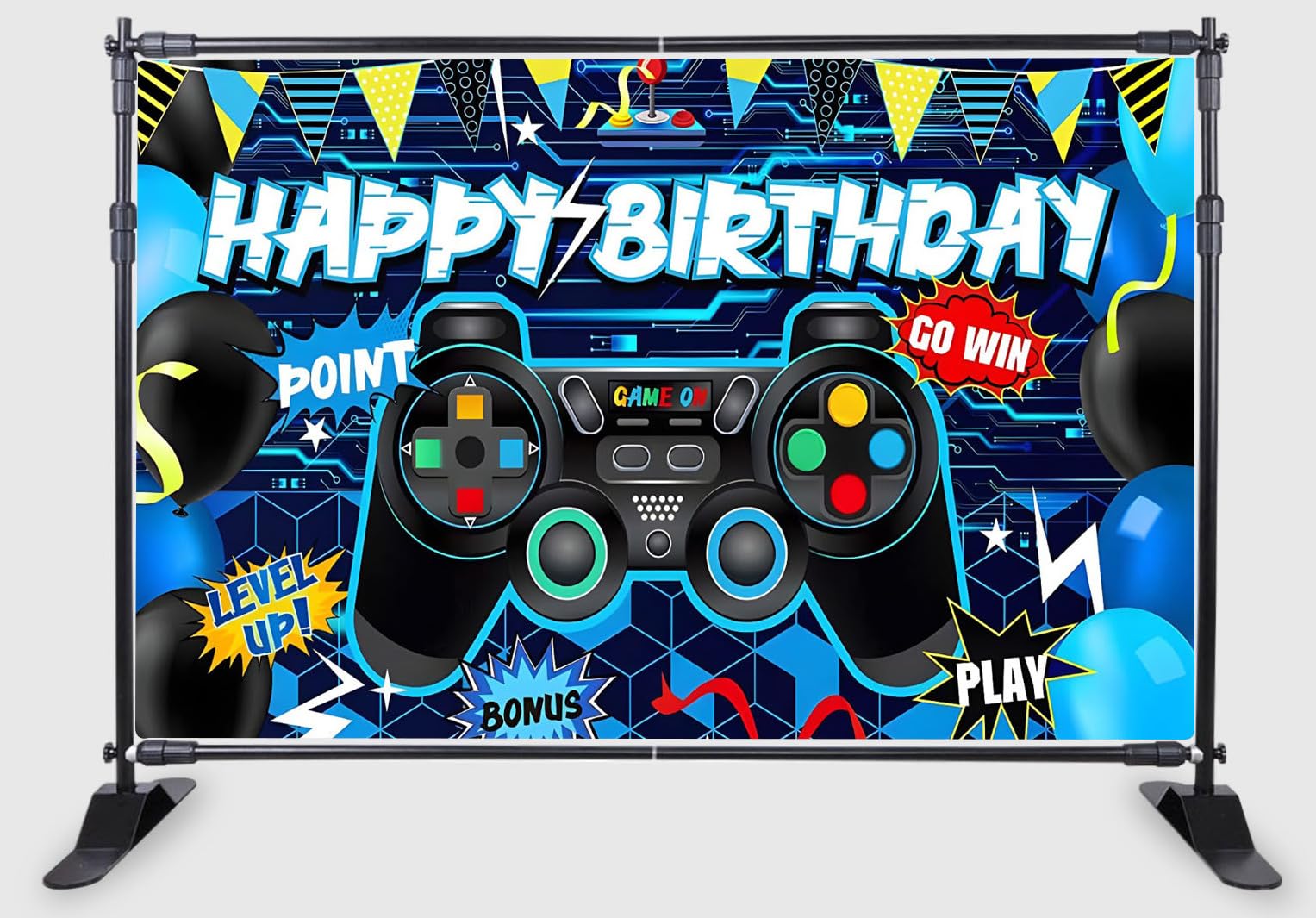Video Game Themed Happy Birthday Design Backdrop for Birthday Decoration Traditional/Background Curtain Cloth for Party/Festival Size 5 Feet Height and 8 Feet Width(5 * 8)-picture-29