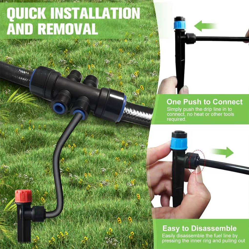 Per Sistema completo di irrigazione a goccia che include componenti essenziali, tubi da 75 piedi, testine di gocciolamento regolabili e funzioni di