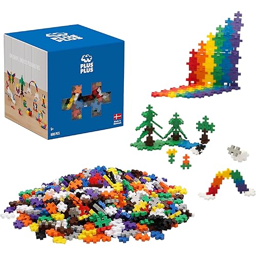 PLUS PLUS 600 Piece Basic Color Mix - Mini Interlocking Building Blocks Set, Stem Toys for Kids - Sensory Bin Fillers/Math Manipulatives Classroom Must Haves Gifts for Boys & Girls