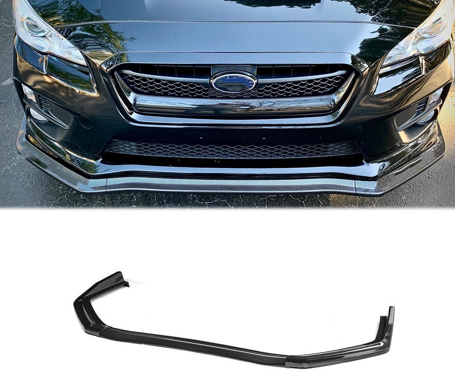 Front Bumper Lip for Subaru WRX STi Sedan 2015~2020 Front Lip Lower Chin Spoiler Splitter 3PC Carbon Fiber Color