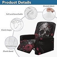 Vista 5 de FOR U DESIGNS Juego de 4 fundas de sofá elásticas de calavera gótica para reclinables, con bolsillos laterales, se adapta a sillas pequeñas