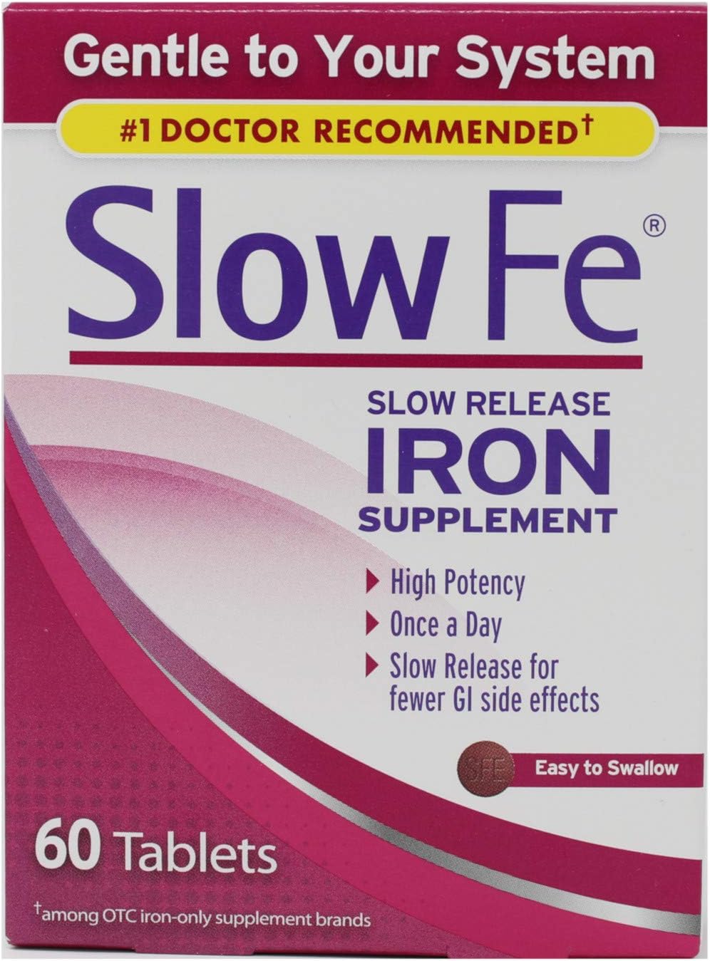 Slow Fe, High Potency Iron 45 mg, Slow Release -60 Tablets